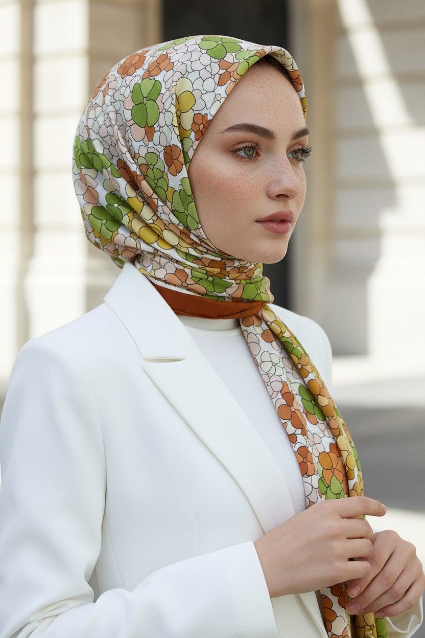 KREP YONCA DESENLİ TABA RENKLİ 75X195 KIRIŞMAZ ŞAL