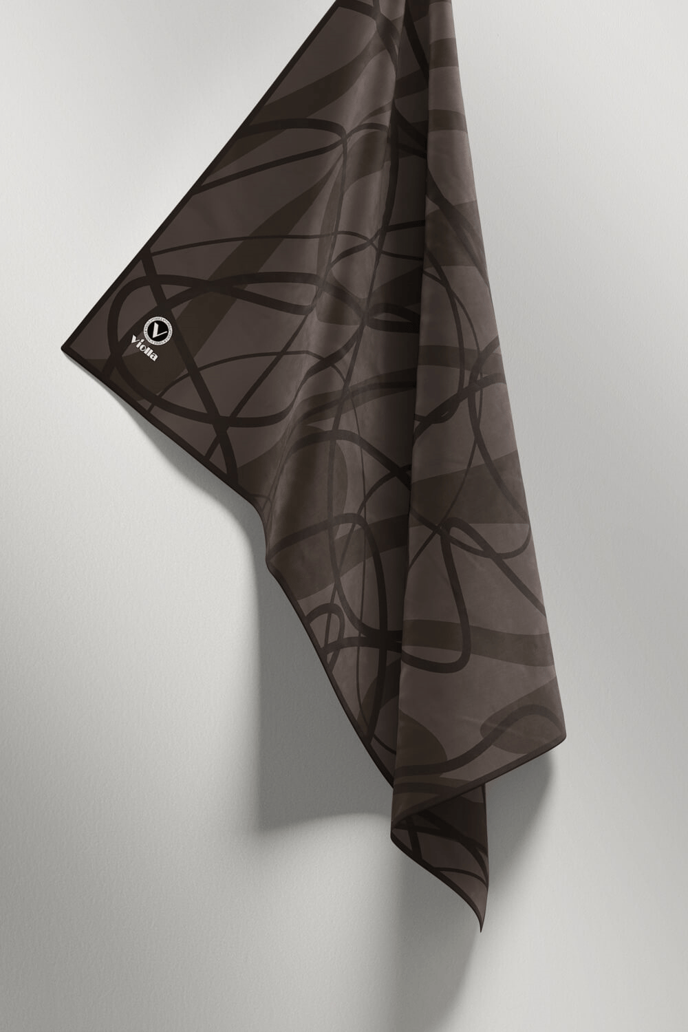Twill Karışık Çizgi Desenli Sütlü Kahve Renkli 90x90 Eşarp (İpek İçermez) Kenar Dikiş Şekli El Dikişli