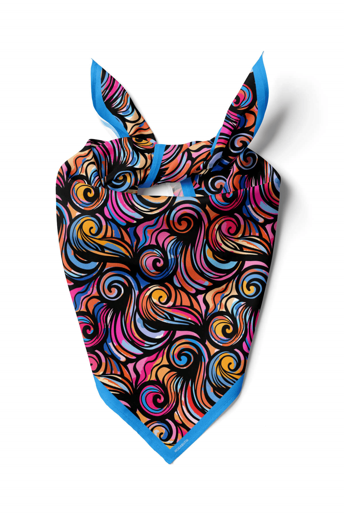 D48 Kadın Egzotik Desenli Bandana 50x50 Mor DG0291-22