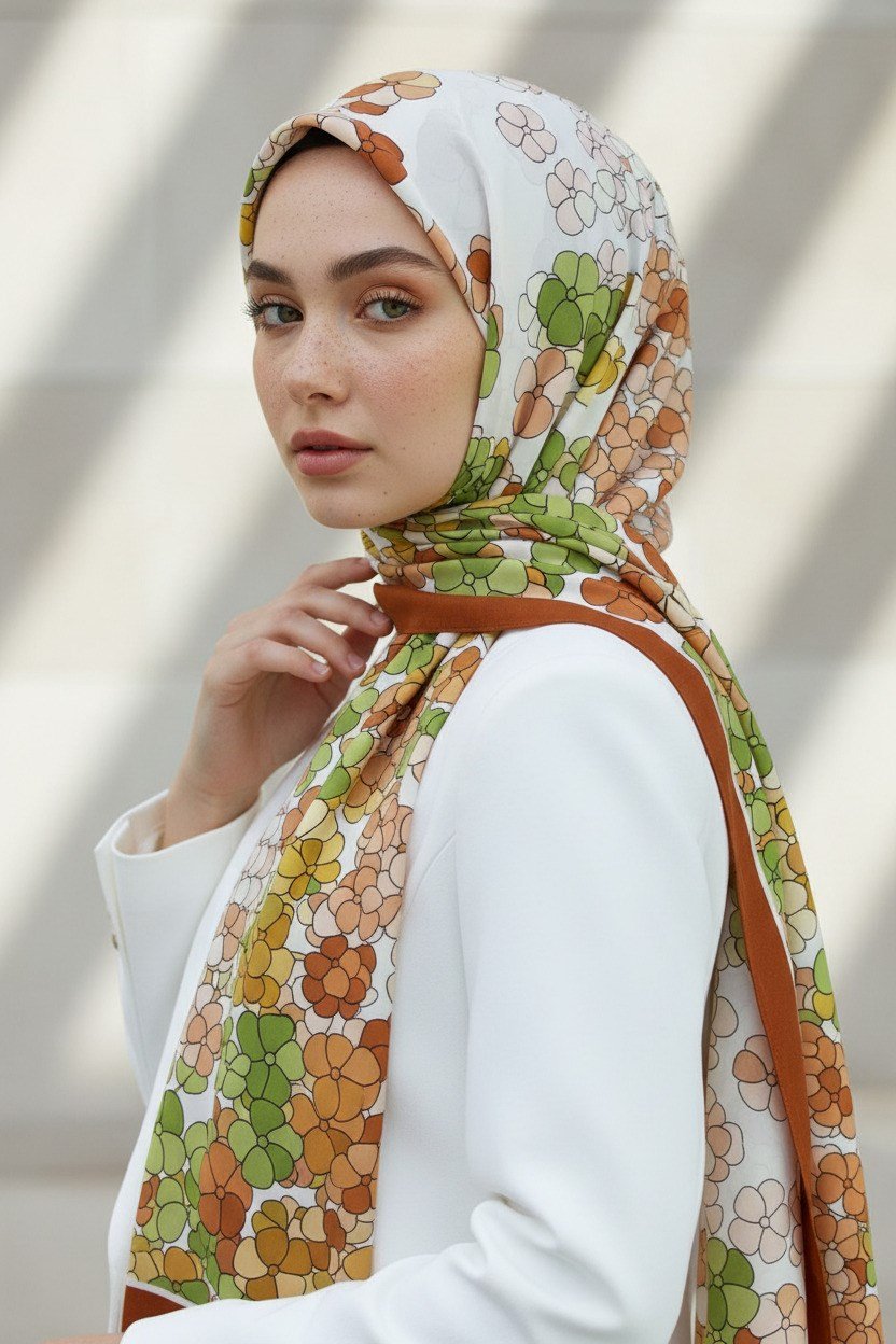 KREP YONCA DESENLİ TABA RENKLİ 75X195 KIRIŞMAZ ŞAL