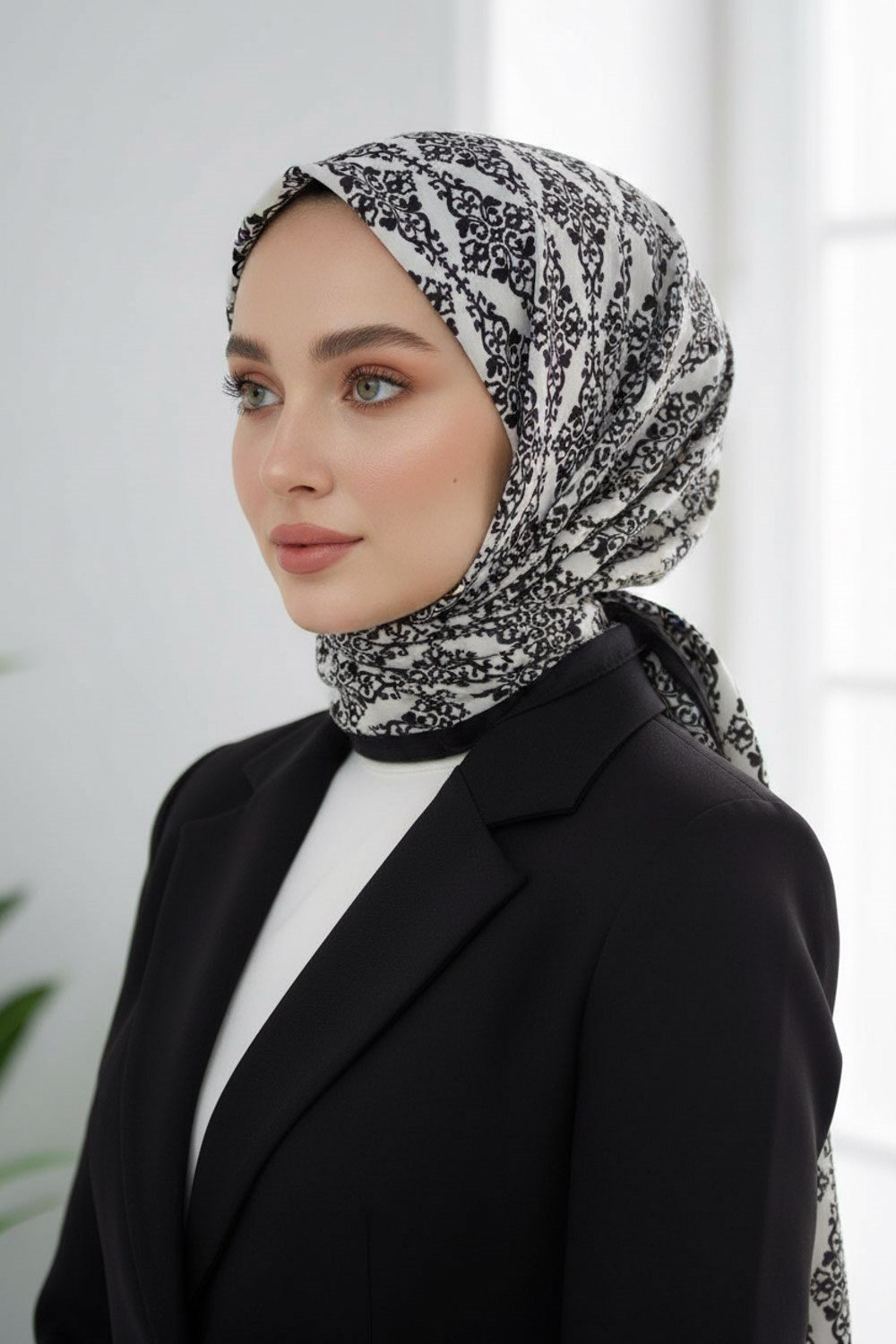 KREP BAROK DESENLİ KREM RENKLİ KIRIŞMAZ ŞAL