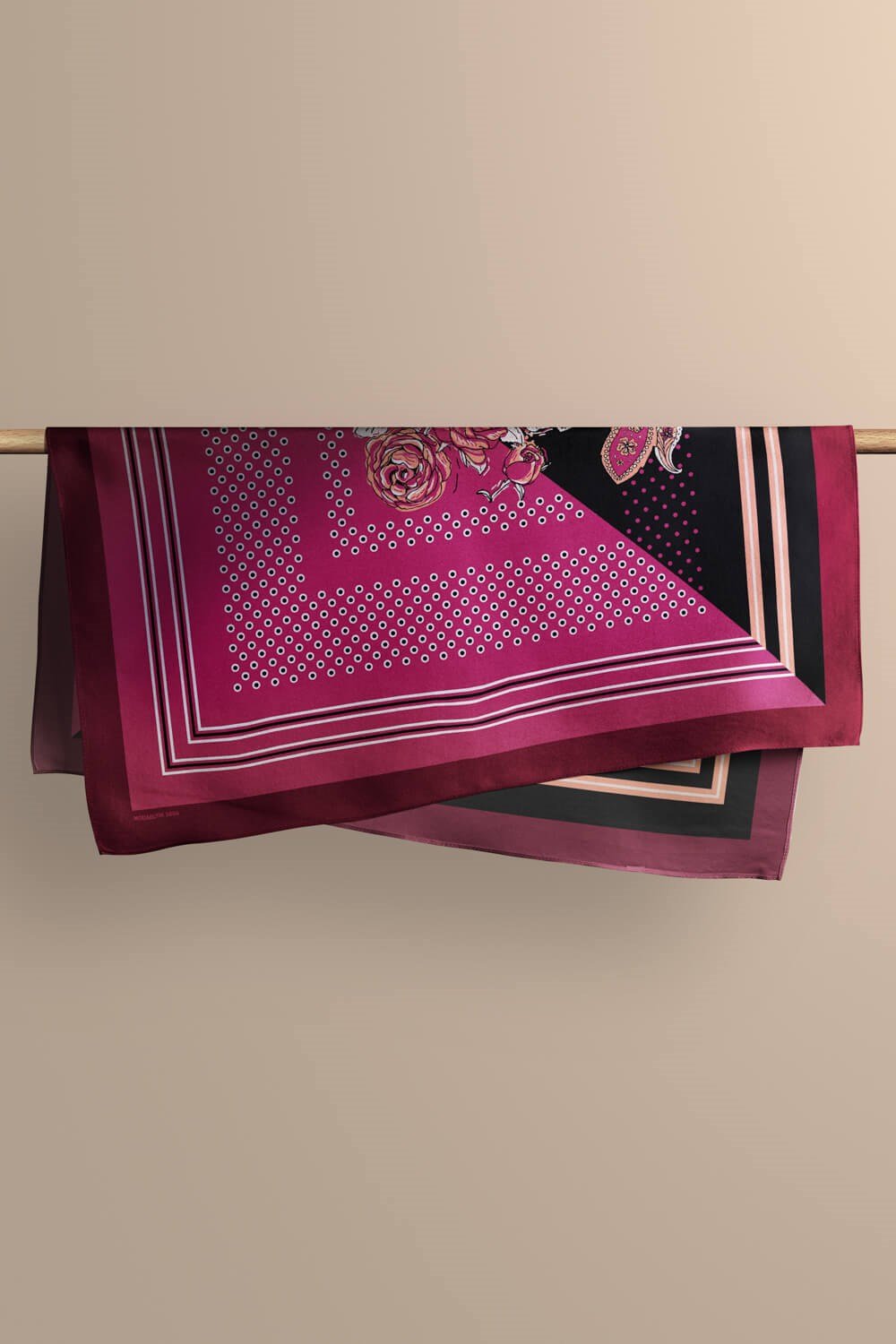 Violla Kadın Gül Kurusu Şal Desenli 50x50 Bandana HYL DG01656-22
