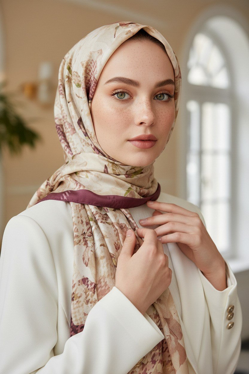 KREP EKOSELİ SONBAHAR DESENLİ GÜL KURUSU RENKLİ 75X195 KIRIŞMAZ ŞAL