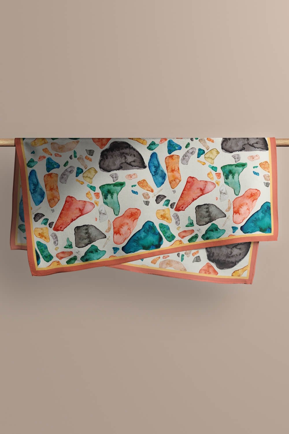 F101 Vissona Geometrik Desenli İpek Bandana