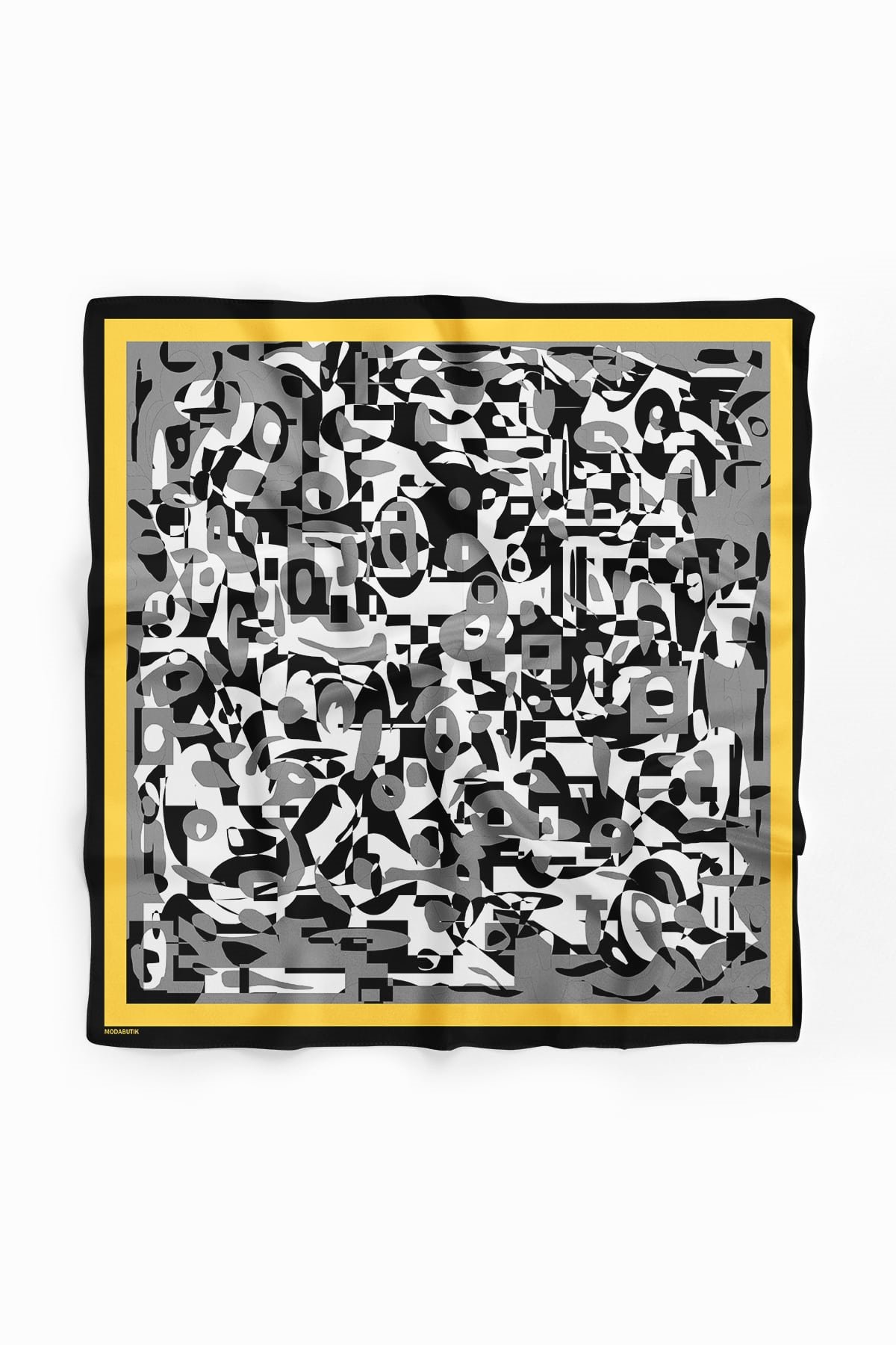 Kadın Siyah Beyaz Complex Desenli 50x50 Bandana HYL DG0976-22