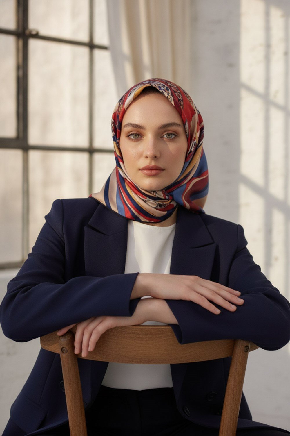 100% Twill Etnik Yaprak Desenli Bordo - Lacivert Renkli 90x90 Dikim Şekli : El Dikişi Eşarp