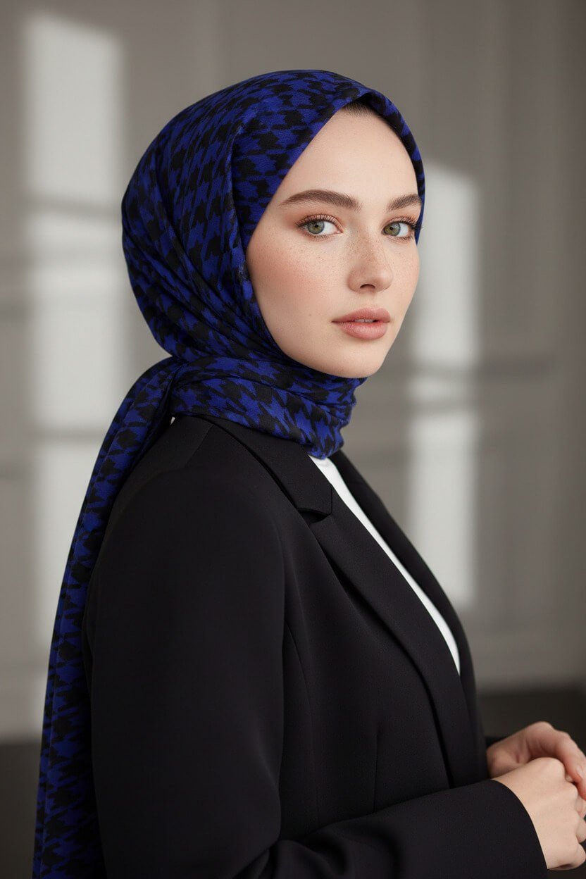 KREP KAZAYAĞI DESENLİ SAKS RENKLİ 75X195 KIRIŞMAZ ŞAL
