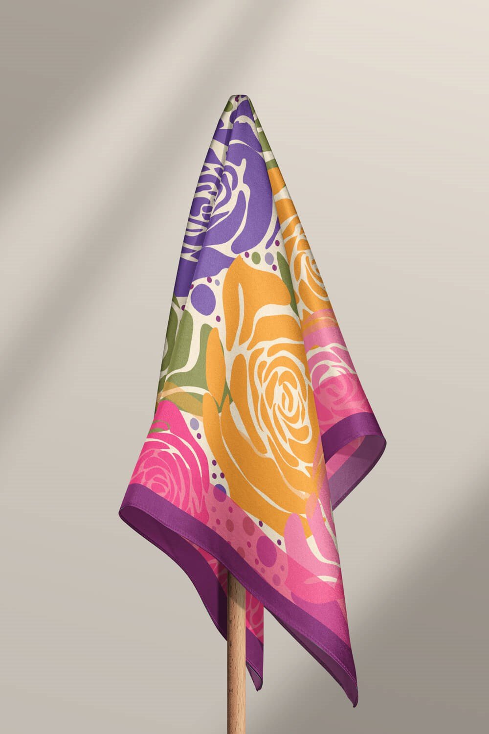 Vissona Gül Desenli İpek Bandana