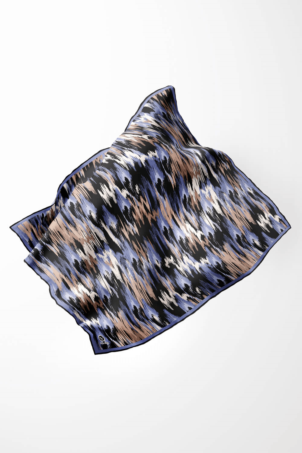 Twill Fırça Desenli Bebe Mavisi Renkli 90x90 Eşarp (İpek İçermez) Kenar Dikiş Şekli El Dikişli