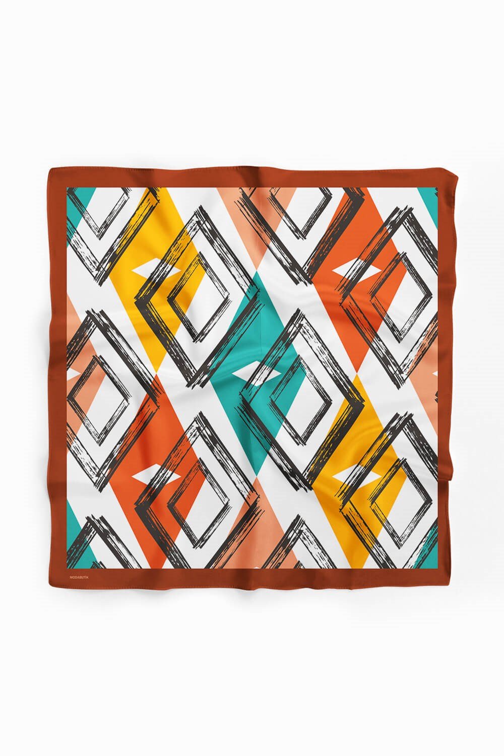 Violla V24 Kadın Geometrik Desenli Bandana 50x50 Yeşil DG0447-22