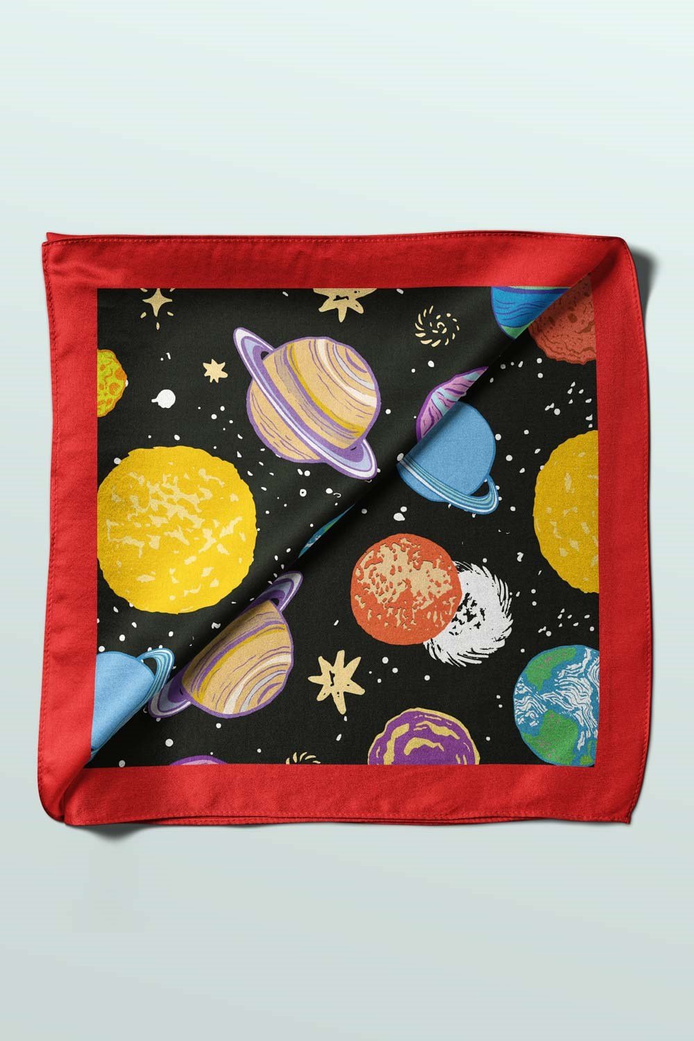 Violla B104 Kadın Gezegen Desenli Bandana Siyah Sarı Mavi DG0373-22 Snz