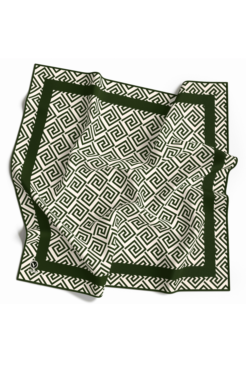 Twill Minimalist Desenli Zümrüt Yeşili Renkli 90x90 Eşarp (İpek İçermez) Kenar Dikiş Şekli El Dikişli