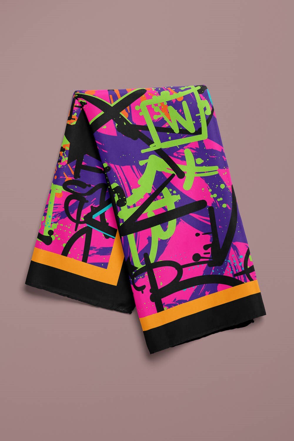 Violla B35 Kadın Pembe The X Desenli 50x50 Bandana DG0823-22