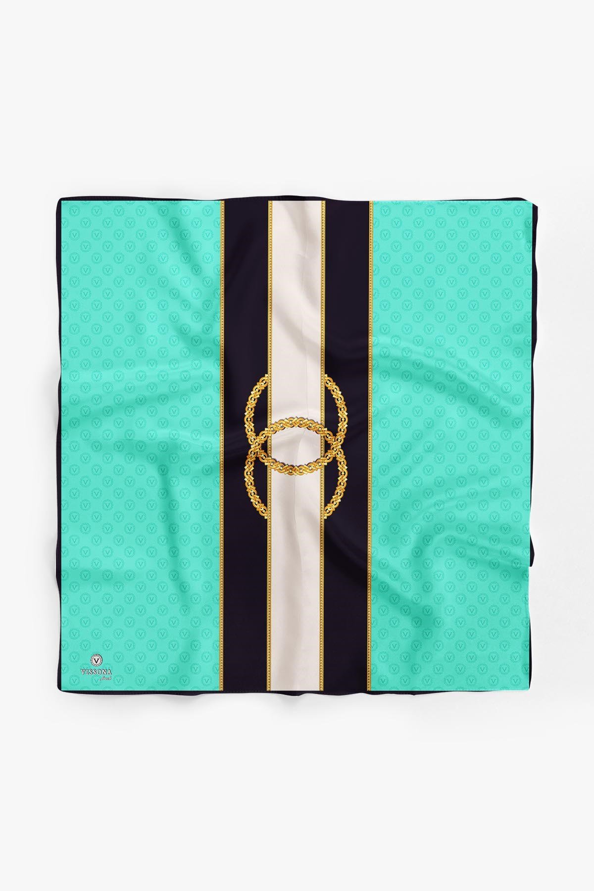 %100 İpek Kadın Desenli Bandana 80x80