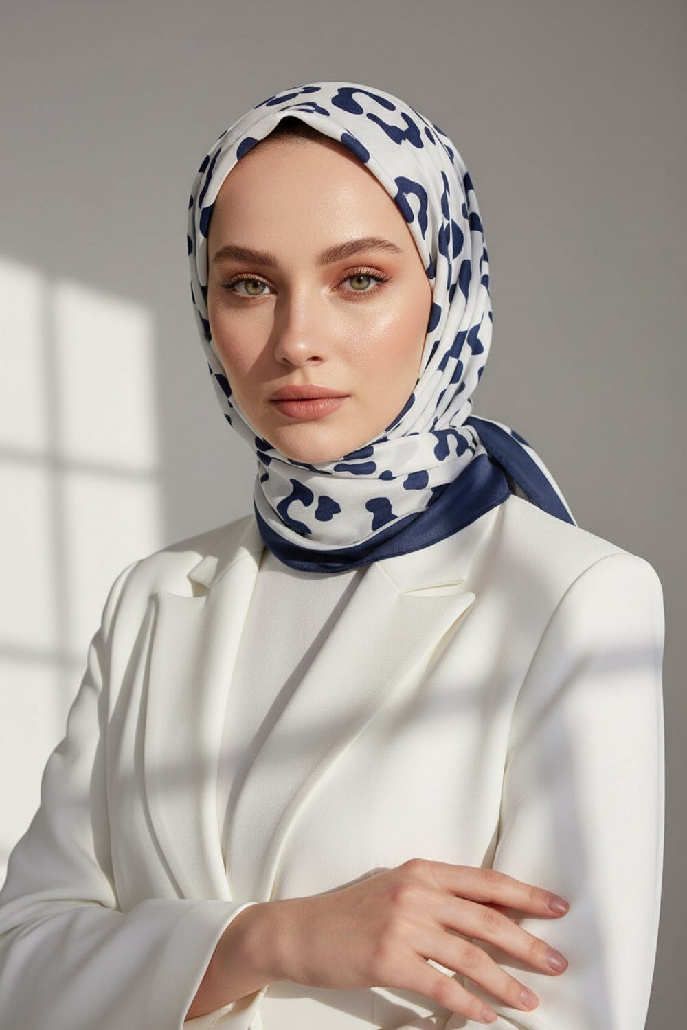 KREP LEOPAR DESENLİ KREM - LACİ RENKLİ 75X195 KIRIŞMAZ ŞAL