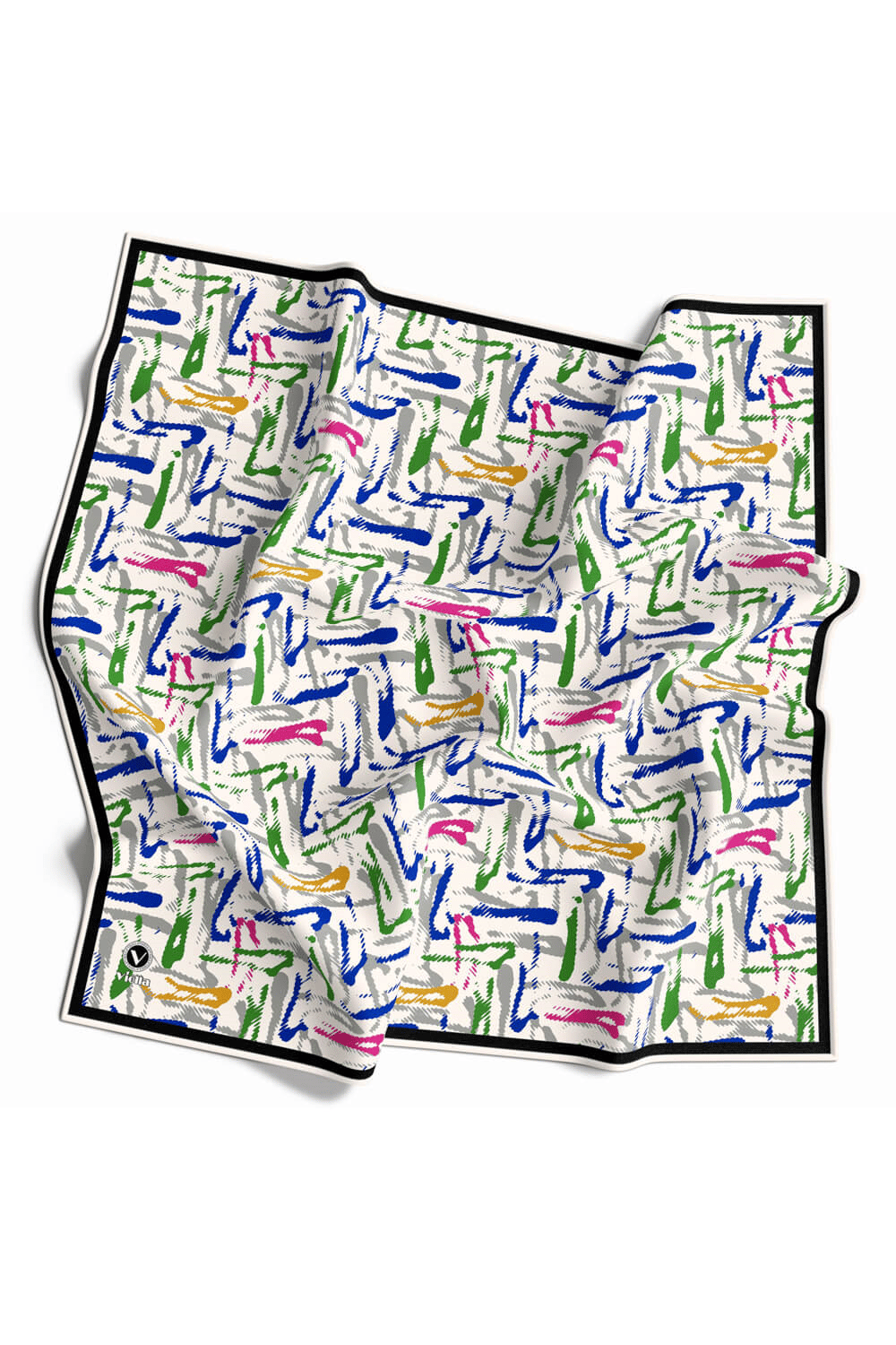 Twill Geometrik Desenli Zümrüt Yeşili - Pembe Renkli 90x90 Eşarp (İpek İçermez) Dikim Şekli : El Dikişi