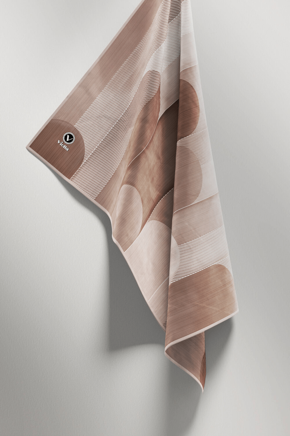 Twill Geometrik Desenli Bej Renkli 90x90 Eşarp (İpek İçermez) Kenar Dikiş Şekli El Dikişli