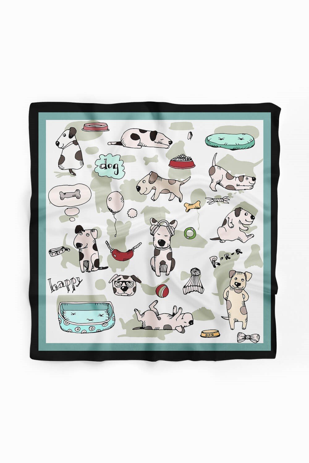 Violla B5 Kadın Gri Puppy Love Desenli 50x50 Bandana HYL DG0682-22