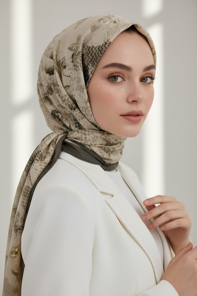 KREP EKOSELİ SONBAHAR DESENLİ FÜME RENKLİ 75X195 KIRIŞMAZ ŞAL
