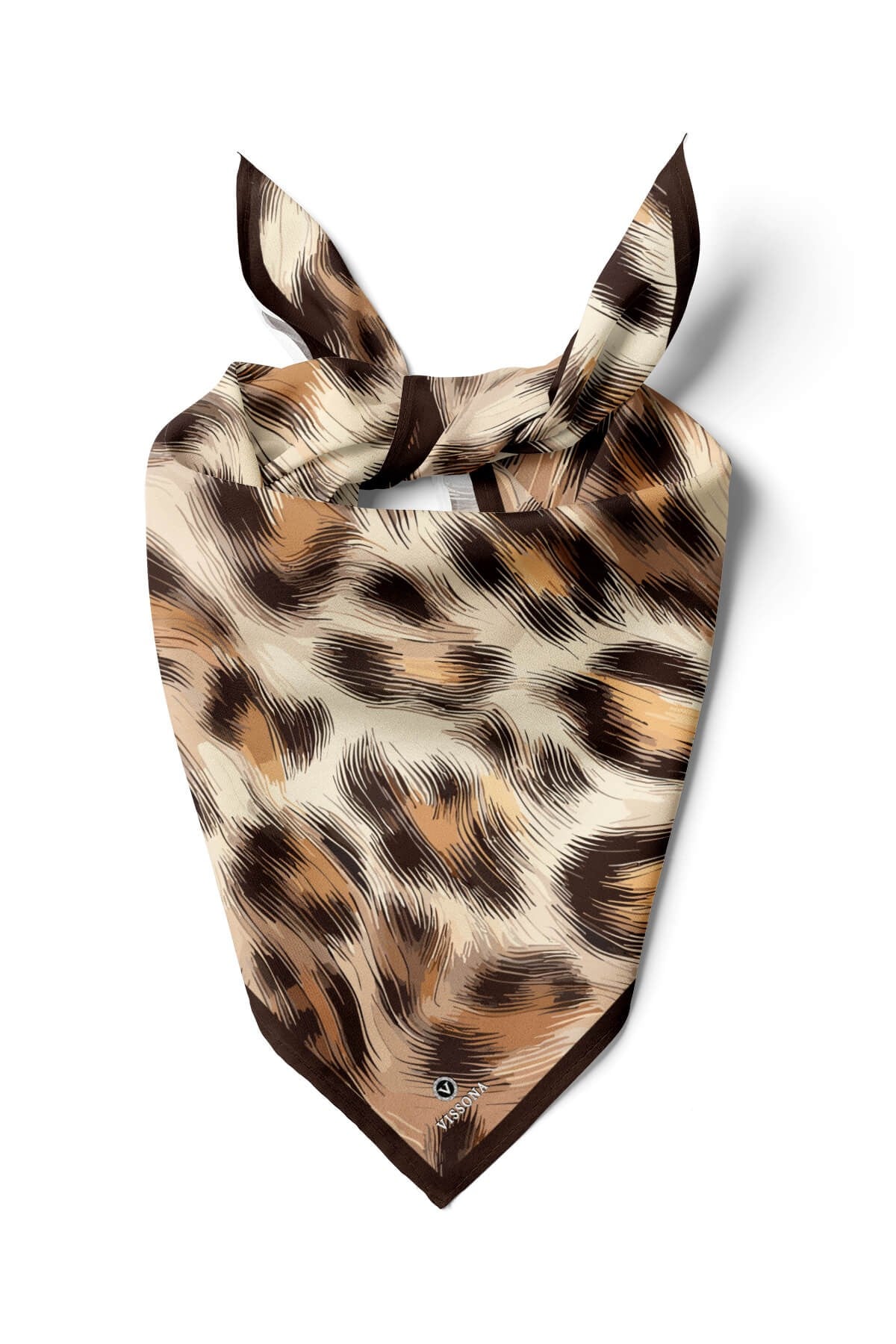 I75 %100 İpek Leopar Desenli Kadın Bandana
