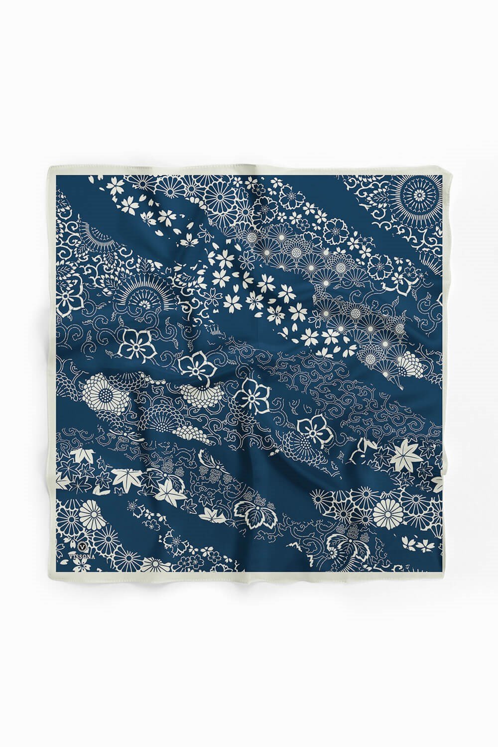 %100 İpek Geometrik Desenli Kadın Bandana