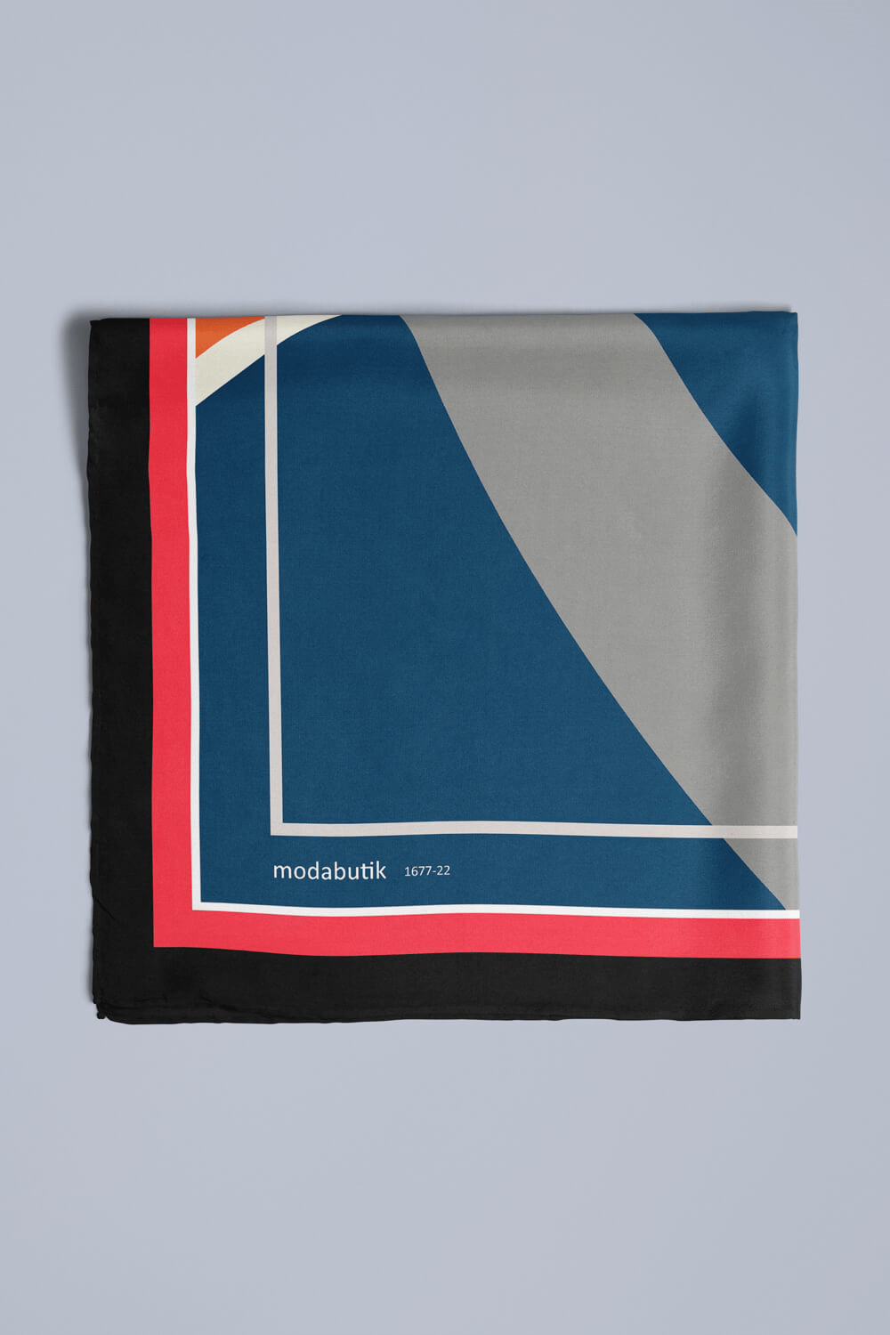 G61 Kadın Turkuaz Siyah Turuncu Baykuş Desenli 50x50 Bandana HYL DG01677-22