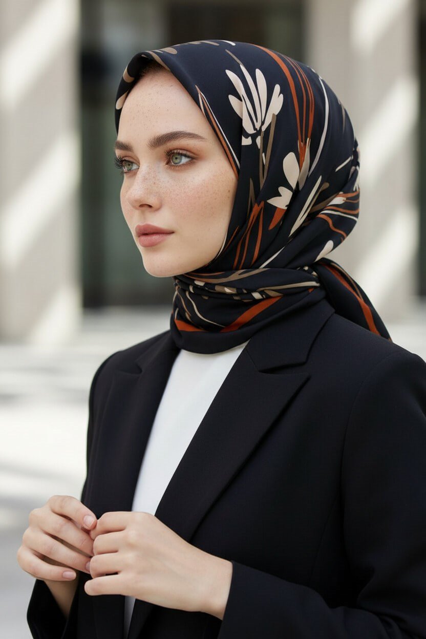 KREP ÇİÇEK DESENLİ TABA RENKLİ 75X195 KIRIŞMAZ ŞAL