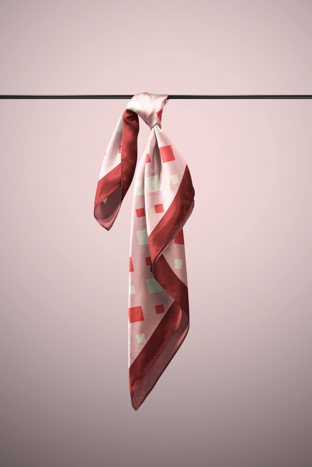 Violla D44 Kadın Kareli Desenli Bandana 50x50 Kırmızı DG0281-22
