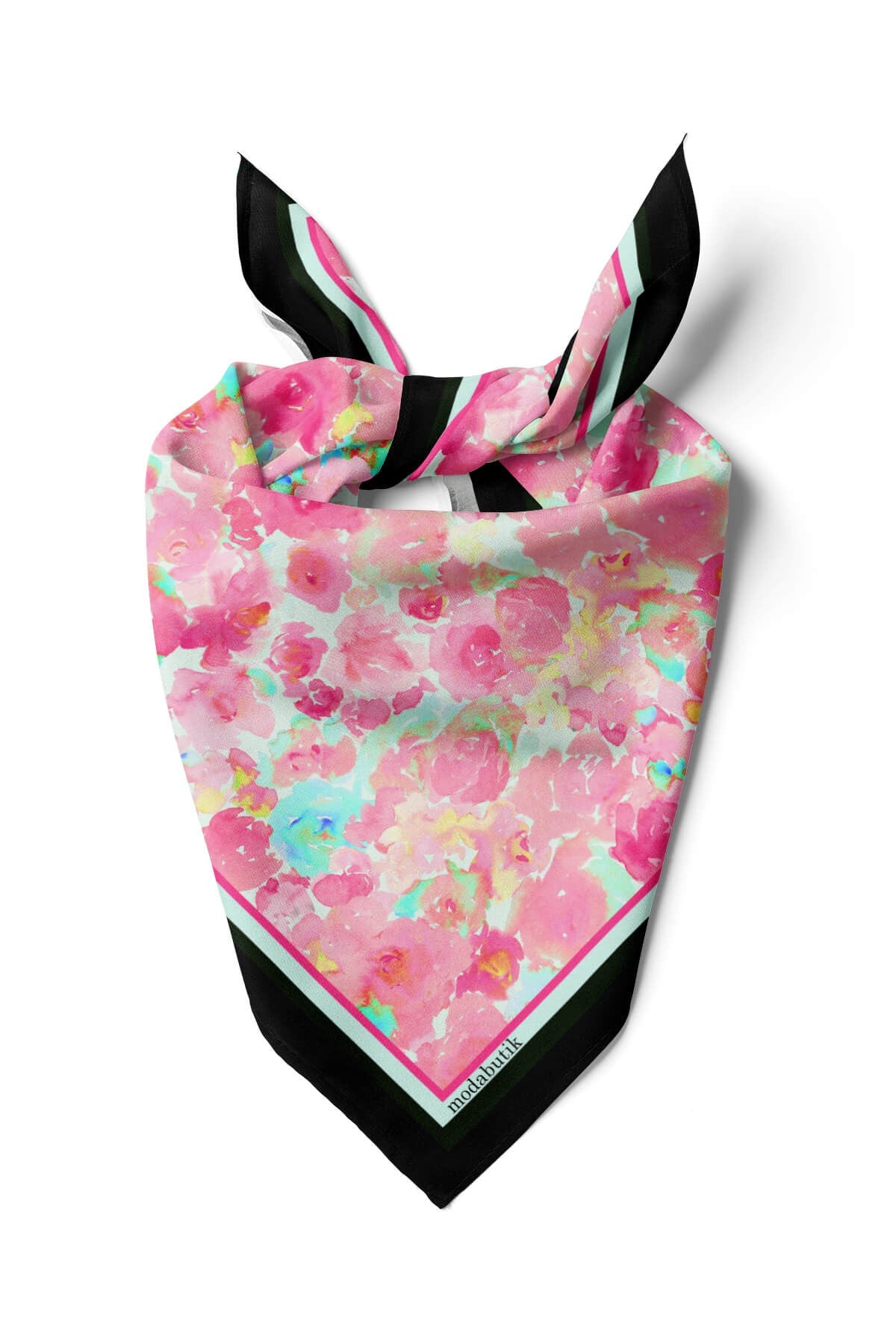 Violla Kadın Pembe Çiçek Desenli 50x50 Bandana HYL DG01587-22