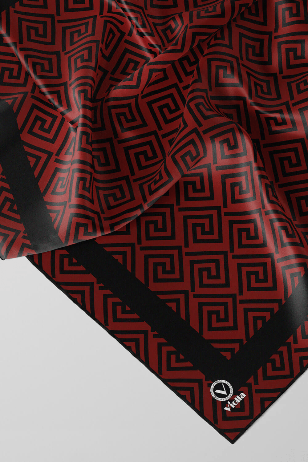 Twill Minimalist Desenli Kırmızı Renkli 90x90 Eşarp (İpek İçermez) Kenar Dikiş Şekli El Dikişli