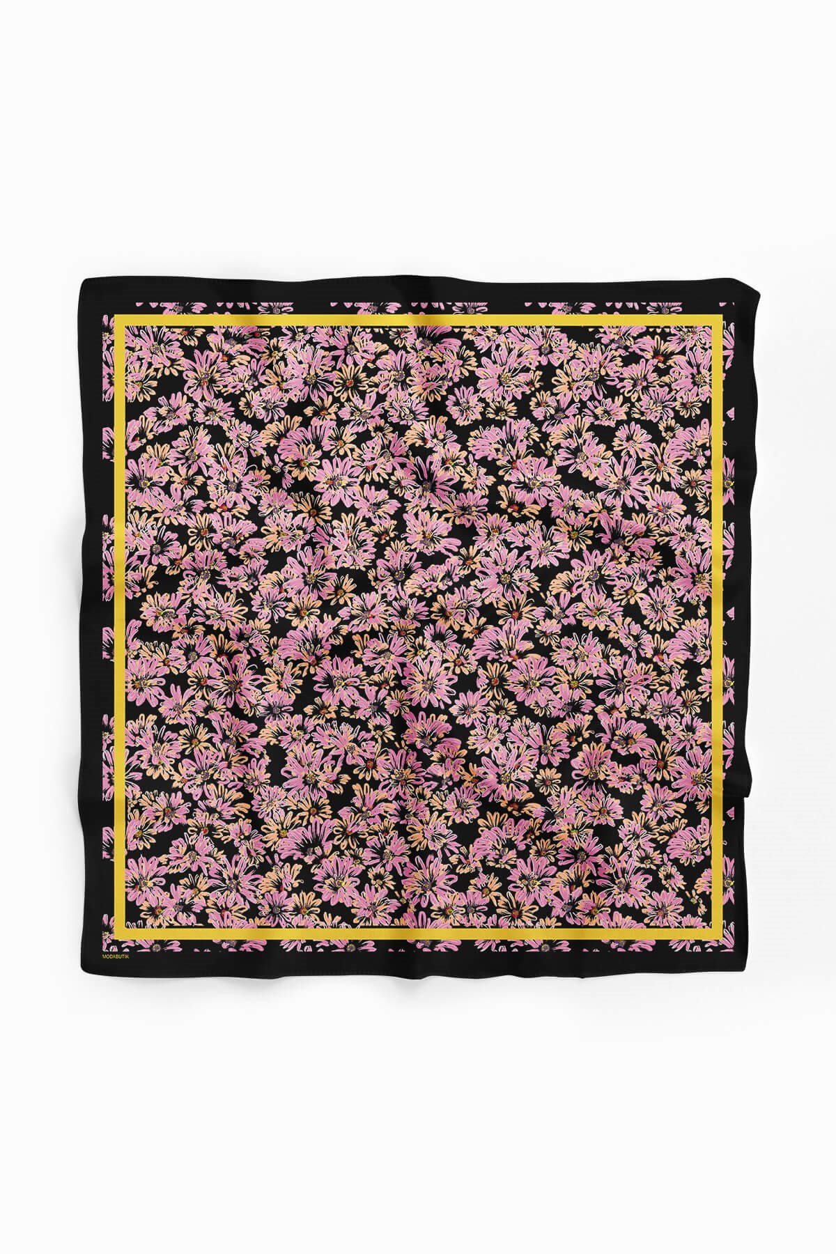 Violla D12 Kadın Pembe Çiçek Desenli 50x50 Bandana