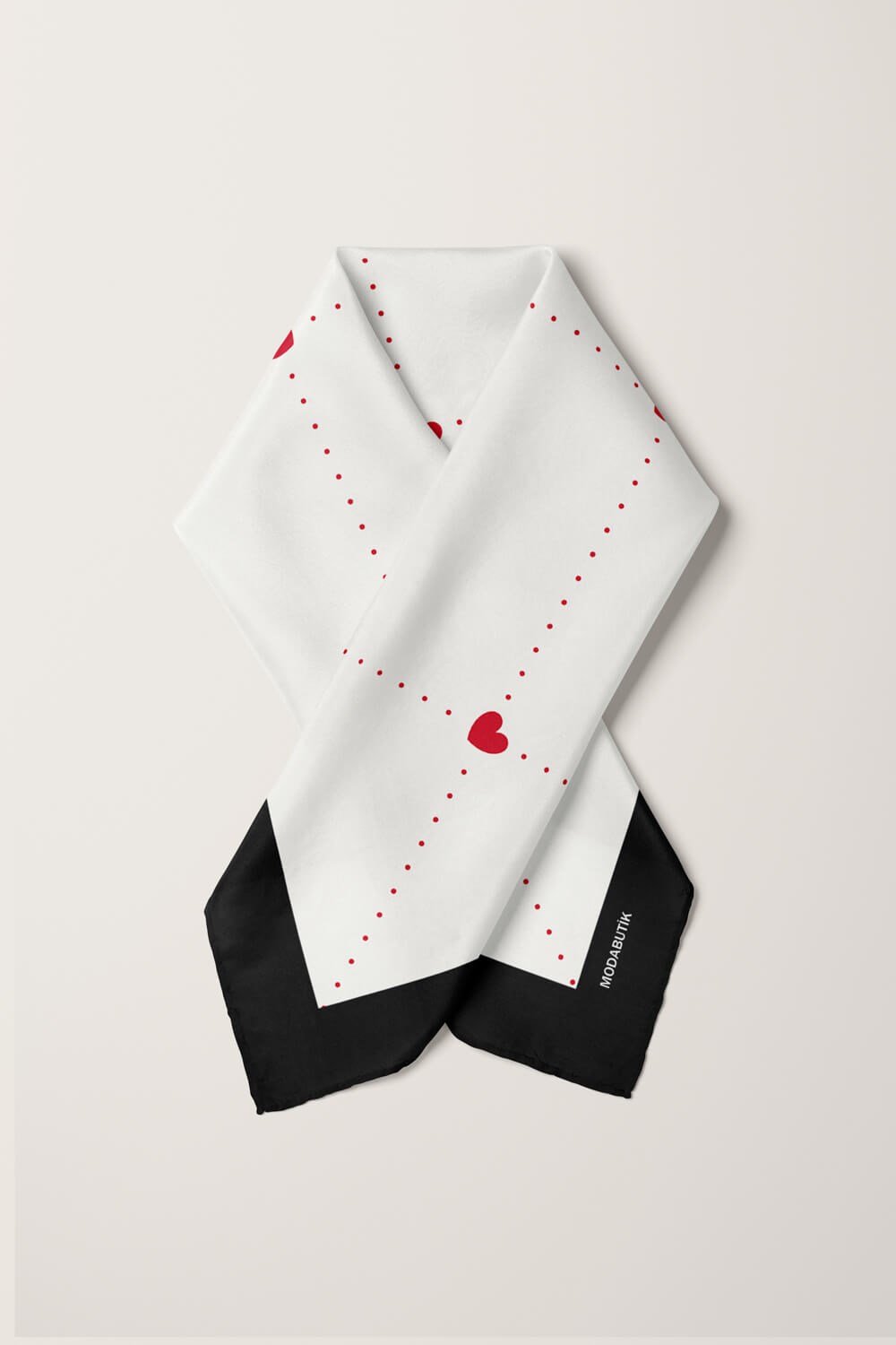 Violla A50 Kadın Kare Kalp Desenli Bandana 50x50 DG0268-22