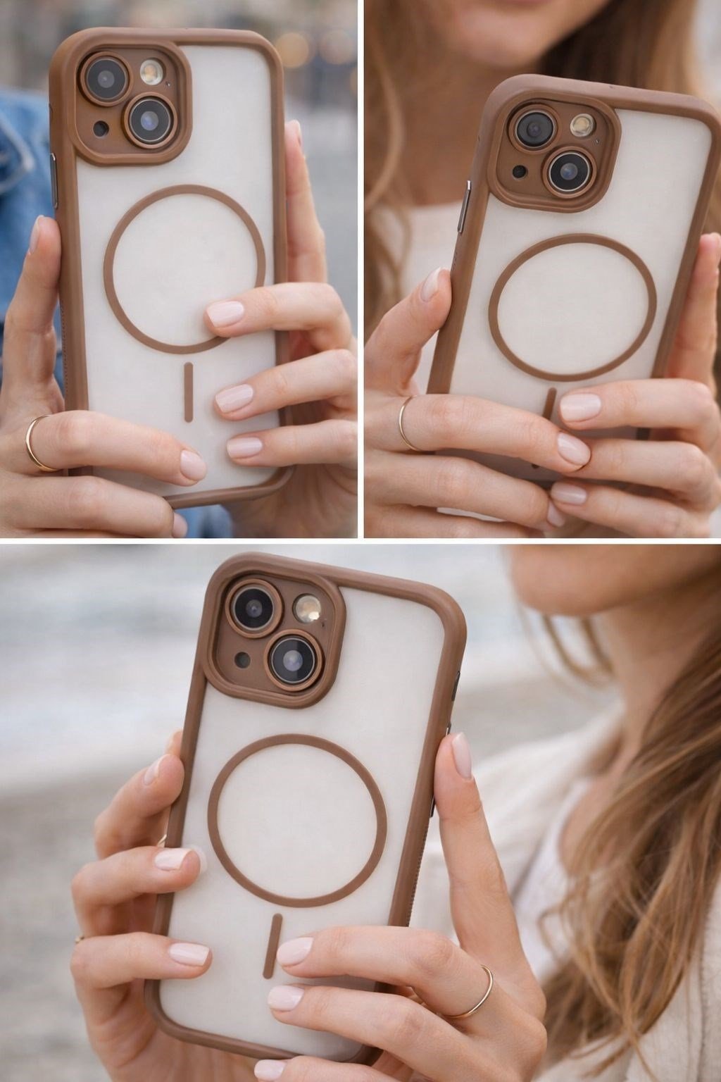 iPhone 13 Kılıf – Kamera Korumalı – MagSafe Uyumlu – Haki Renk – Mat Silikon Telefon Kılıfı