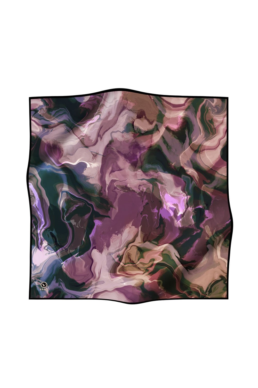 Twill Batik Desenli Petrol Yeşili Renkli 90x90 Eşarp (İpek İçermez) Kenar Dikiş Şekli El Dikişli