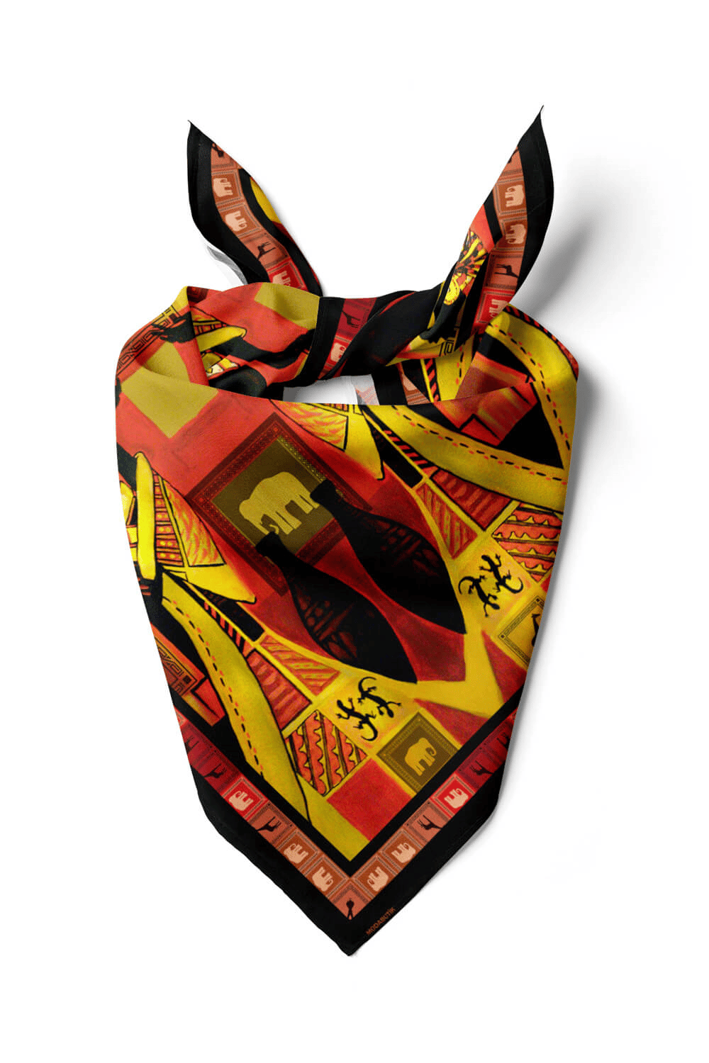 D113 Kadın African Desenli Bandana 50x50 Kırmızı DG0217-22