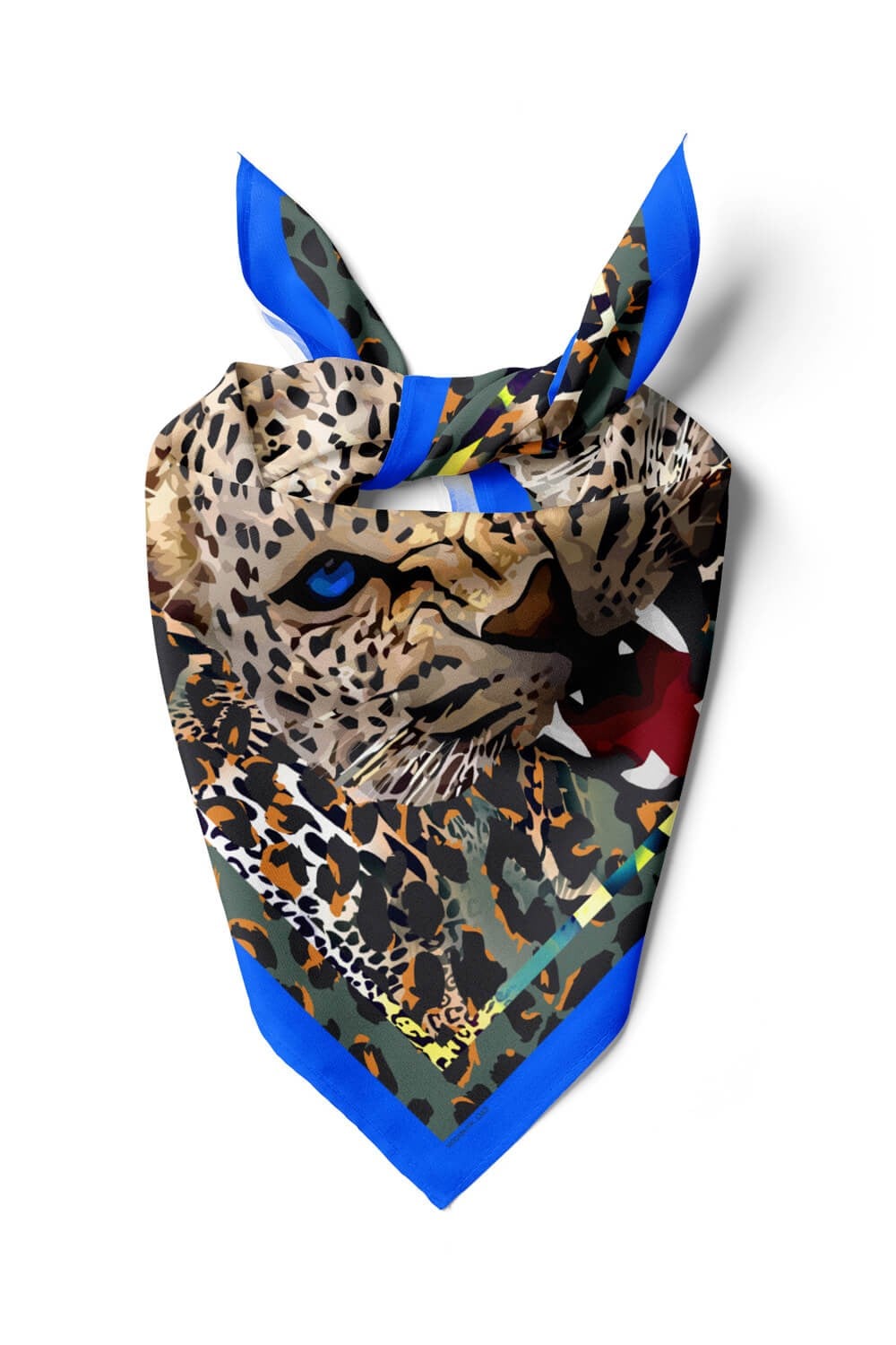 Violla Kadın Krem Kahve Kaplan Desenli 50x50 Bandana