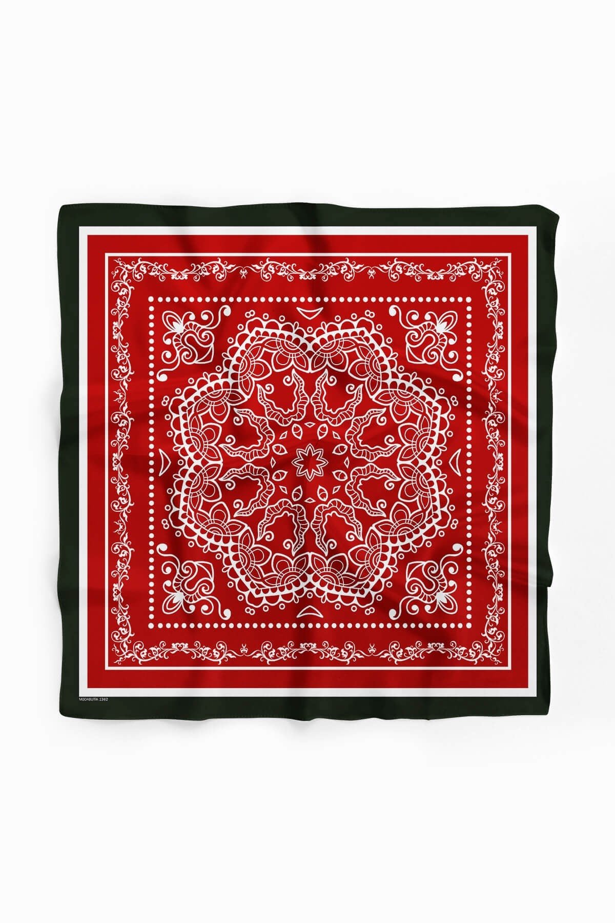 Kadın Kırmızı Şal Desenli 50x50 Bandana HYL DG01362-22