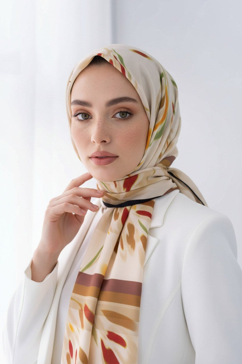 KREP LALE DESENLİ KIRMIZI RENKLİ 75X195 KIRIŞMAZ ŞAL
