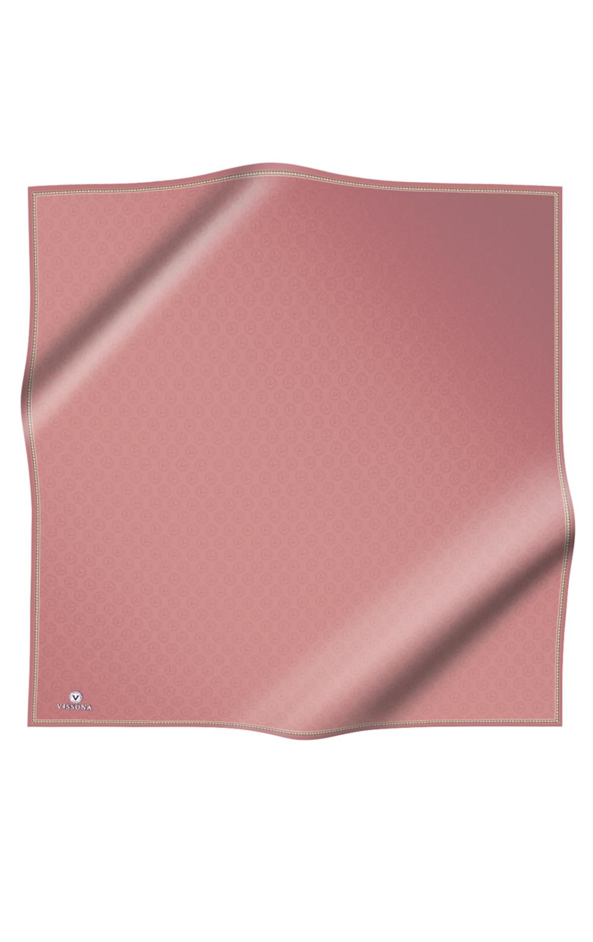 % 57 İPEK % 43 VİSKON Twill İpek Monogram Desenli Gül Kurusu Renkli 90x90 Eşarp Dikim Şekli : El Dikişi