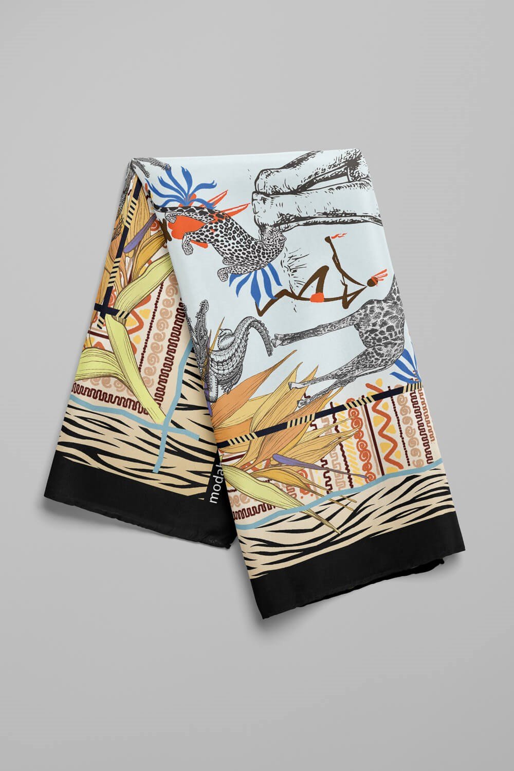 Violla Kadın Sarı Mavi Serengeti Desenli 50x50 Bandana