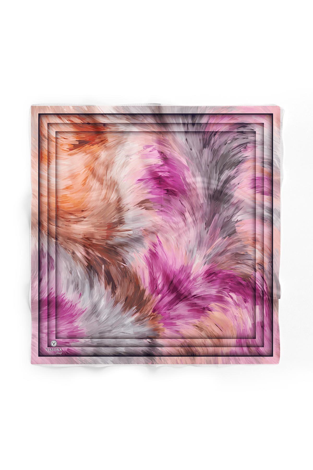 %100 İpek Kadın Desenli Bandana 80x80