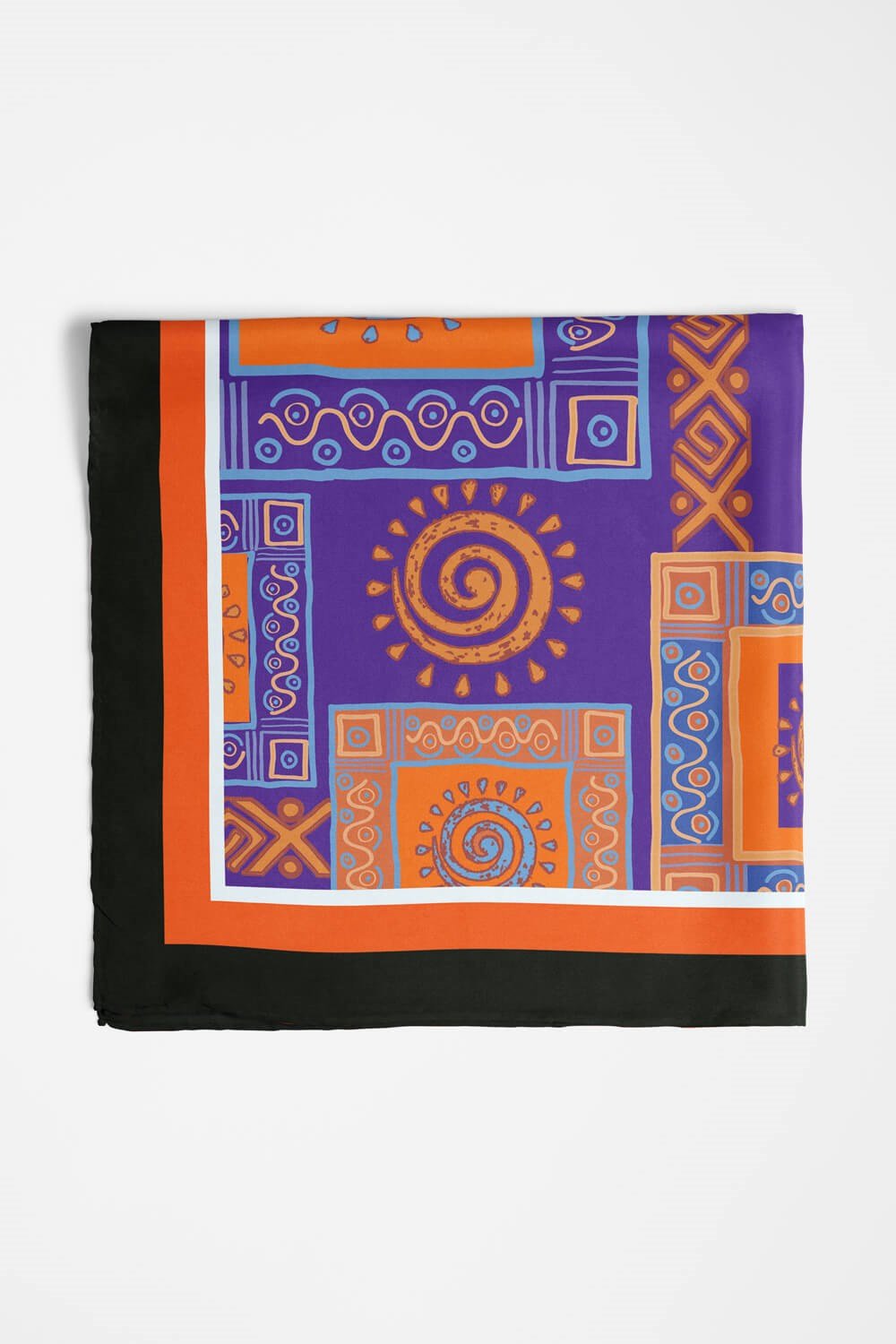 Violla H19 Kadın turuncu etnik desenli 50x50 Bandana