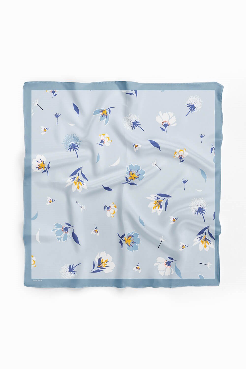 Violla Kadın Çiçek Desenli Bandana 50x50 Açık Mavi DG0157-22 Snz