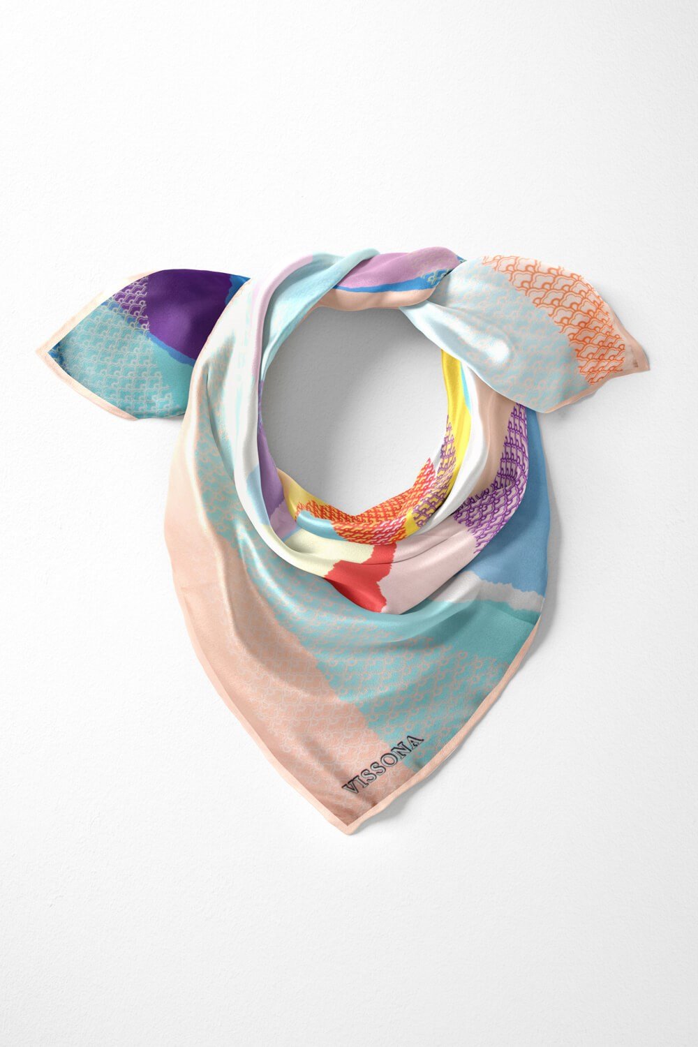 %100 İpek Kadın Desenli Bandana 80x80