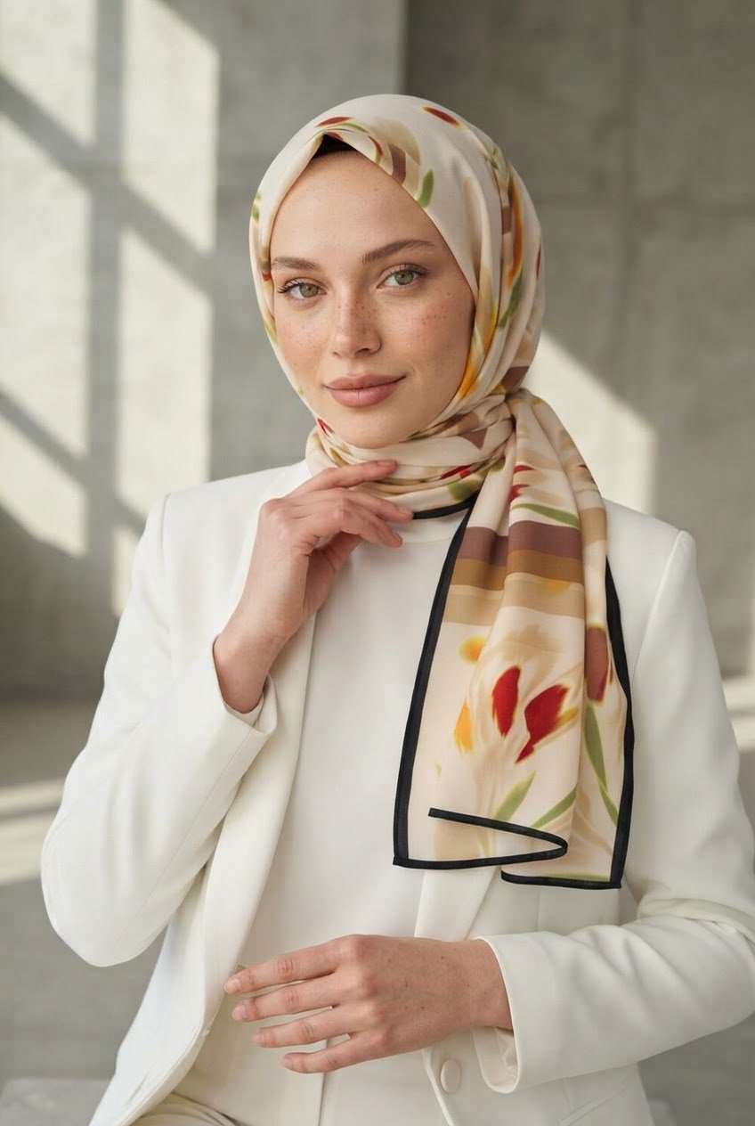 KREP LALE DESENLİ KIRMIZI RENKLİ 75X195 KIRIŞMAZ ŞAL