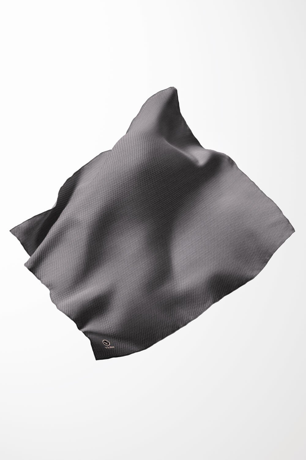Twill Dokulu Düz Renk Desenli Gri Renkli 90x90 Eşarp (İpek İçermez) Kenar Dikiş Şekli El Dikişli