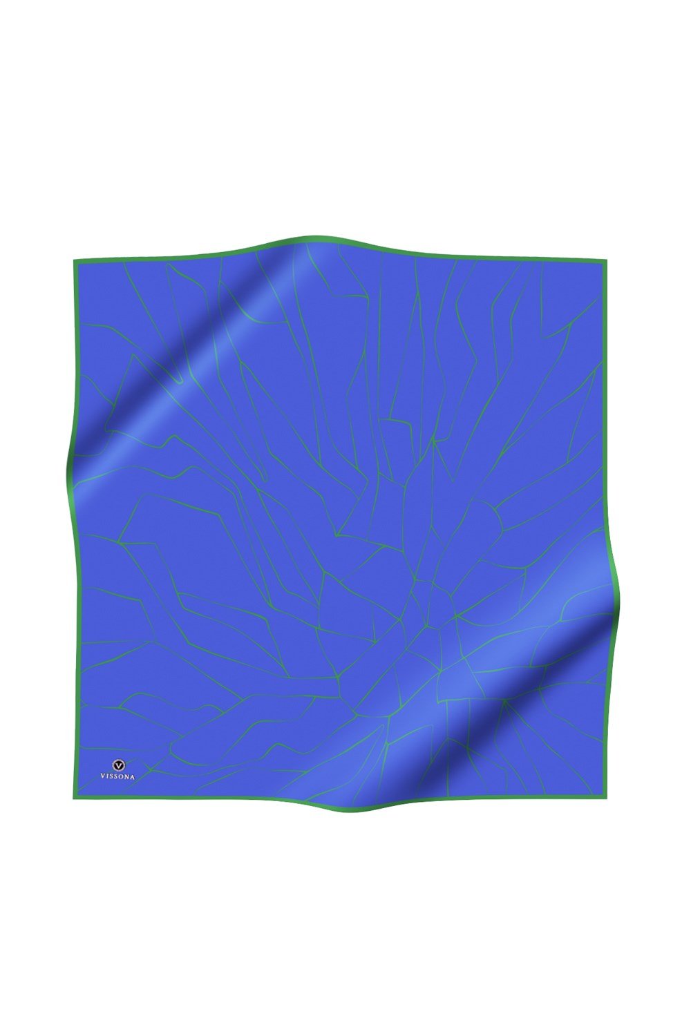 %100 Twill İpek Çizgi Desenli Saks - Zümrüt Yeşili Renkli 90x90 Eşarp Dikim Şekli : El Dikişi