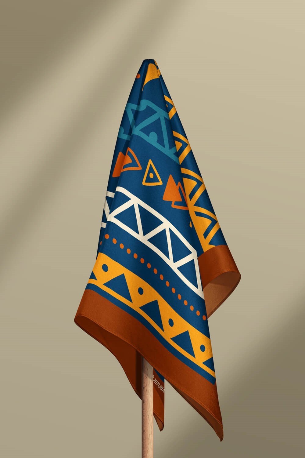 Violla A10 Kadın Egzotik Desenli Bandana 50x50 Sarı Turuncu Mavi DG0311-22