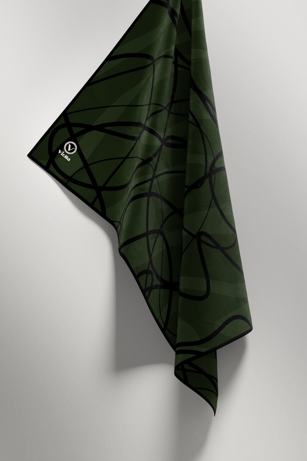 Twill Karışık Çizgi Desenli Zümrüt Yeşili Renkli 90x90 Eşarp (İpek İçermez) Kenar Dikiş Şekli El Dikişli