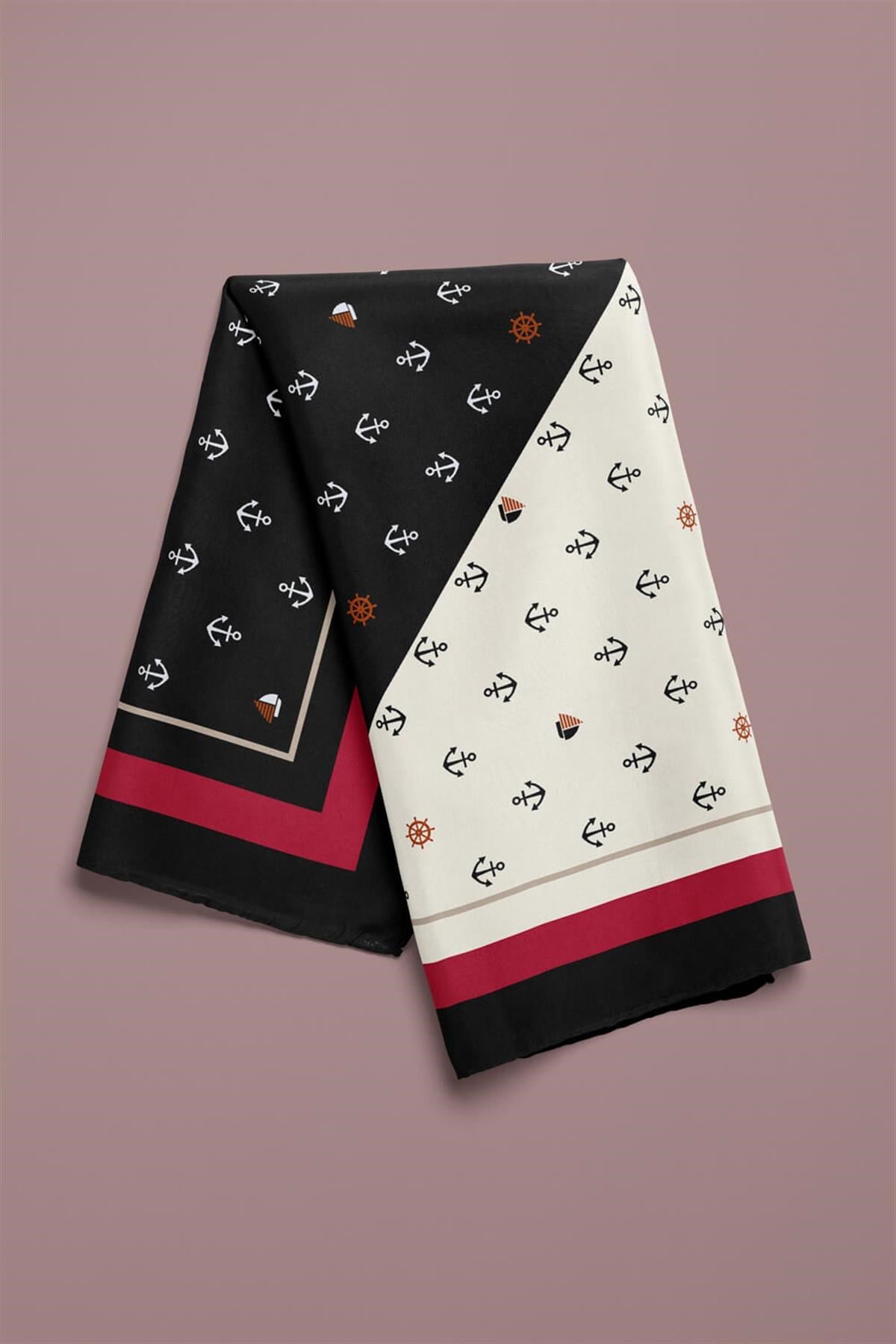 Violla B55 Kadın Marinover Desenli 50x50 Bandana DG01488-22